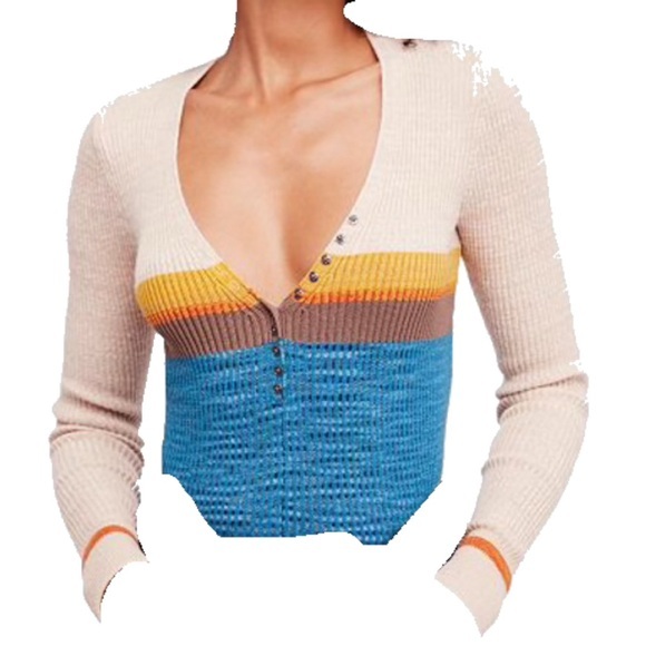 Free People Sweaters - Free People Frequency Stripe Sweater - Blue Combo, Size M, NWT